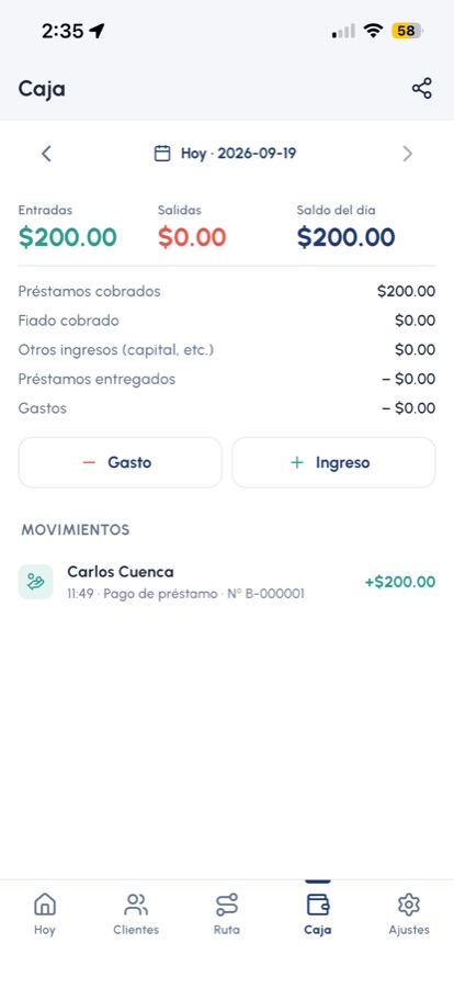 Caja del día